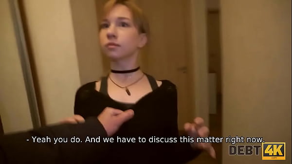Download Video - DEBT4k&period; Pretty young girl with a choker satisfies debt collectors boner