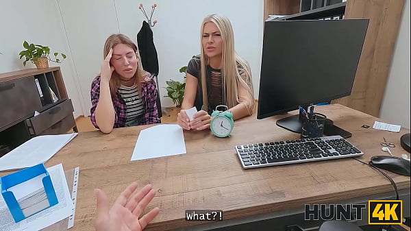 HUNT4K. 2 hot Russian lesbians came on a job interview and experienced sexual adventure with a stranger