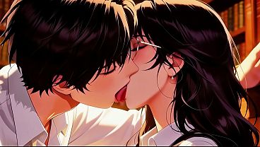 Gap Moe glasses beautiful woman , the private study session in the library.Super temptation.Episode 2. AI-generated