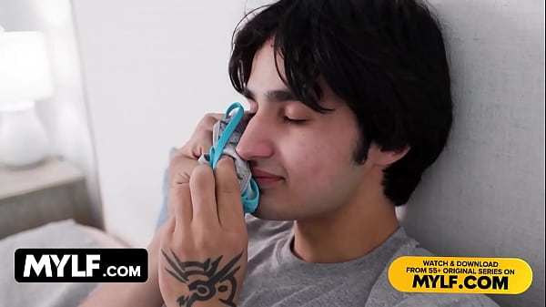 Mylf gorgeous blonde milf catches horny stud hiding her used underwear in his room