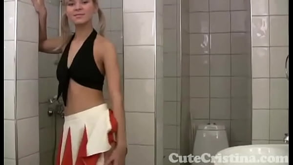 Solo shower teen Cute Cristina fondles and teases