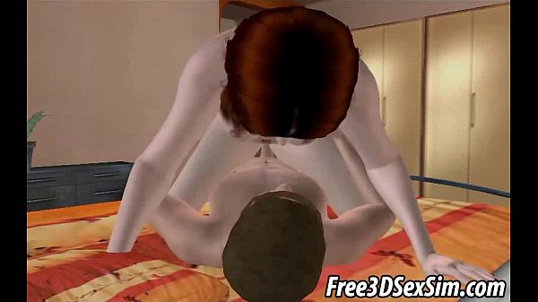 Foxy 3D babe fucking a guy anally with a dildo