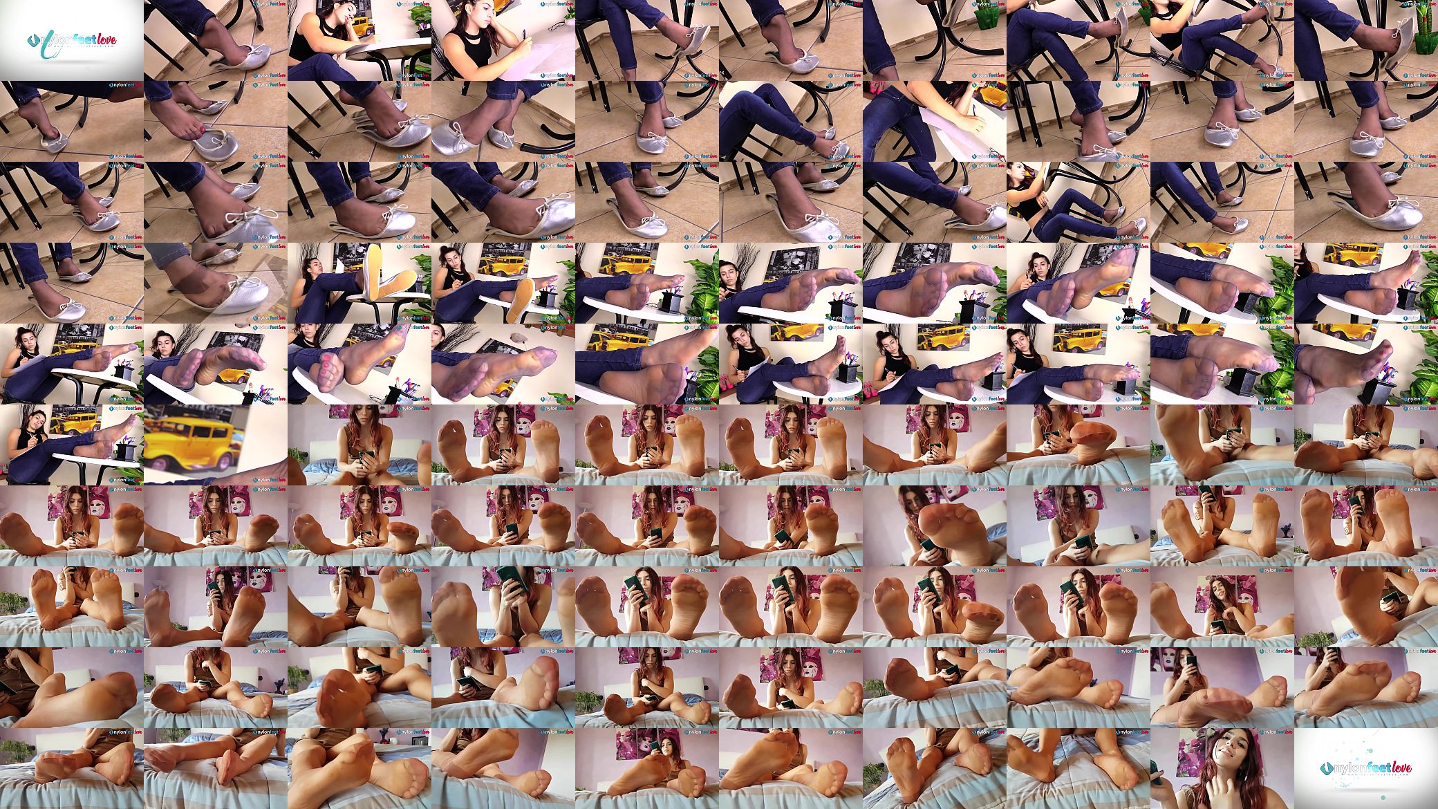 Sexy Teen in nylons shoeplay and nylon foot soles POV video 预览图