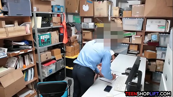 Tiny teen shoplifter caught and fucks to avoid the cops