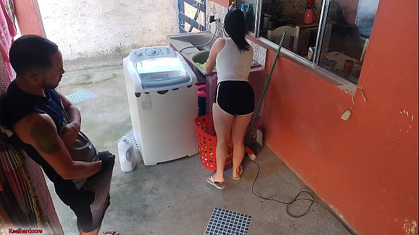 The boss left and the maid couldn't resist my erect cock
