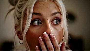 Melisa, my blonde stepdaughter, catches me masturbating in the gaming setup and ends up riding me - Spanish porn - AI PORN