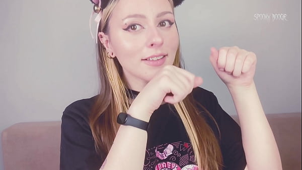 Cat girl is waiting for her owner from work and stretches her pussy with giant dildo