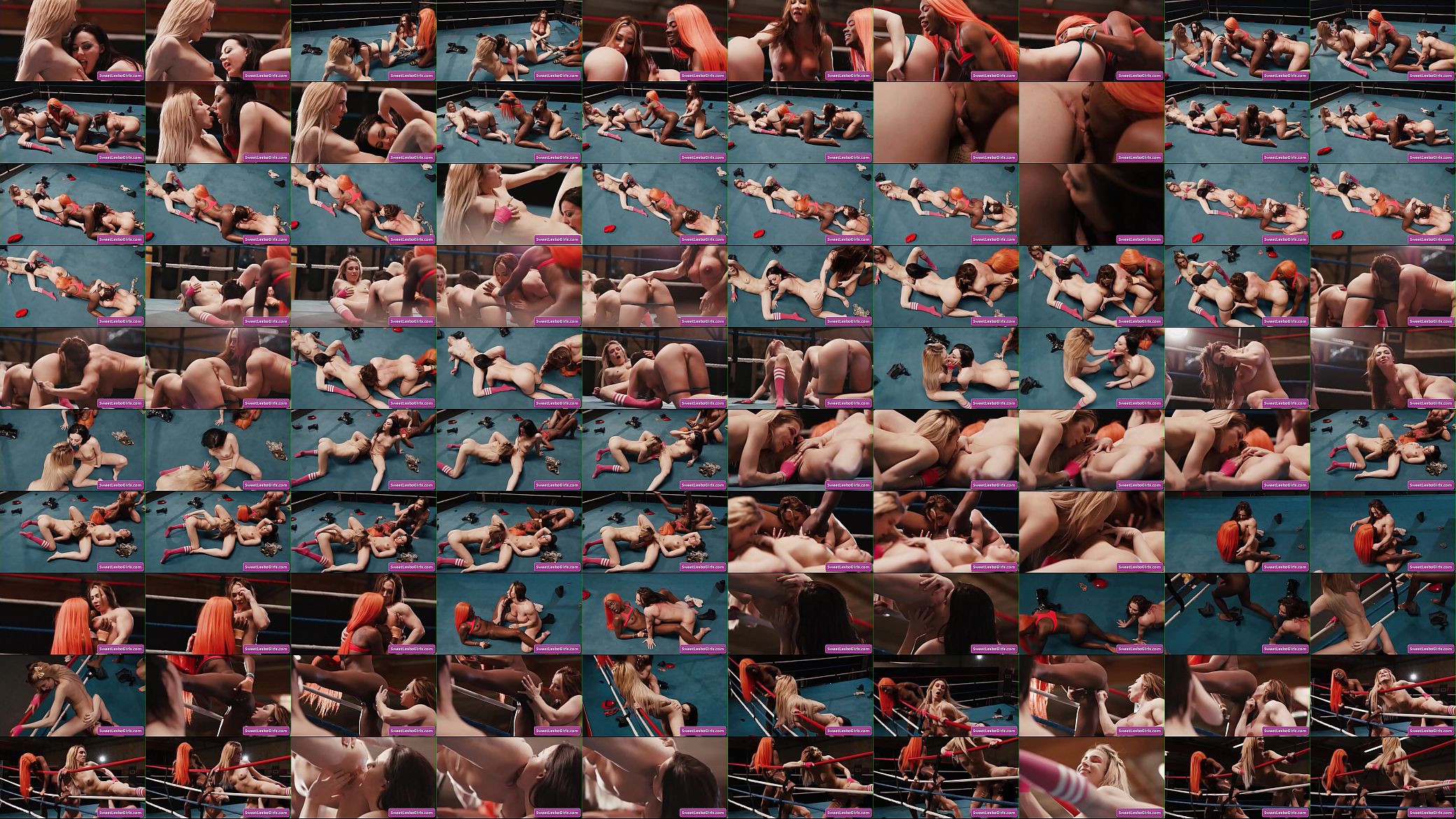 Four horny sexy lesbian sluts Aiden Ashley, Ana Foxxx, Whitney Wright, Brandi Mae fingering and eating pussy in the wrestling ring 预览图