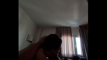 The first blowjob of the day, from his point of view. Amateur home video.