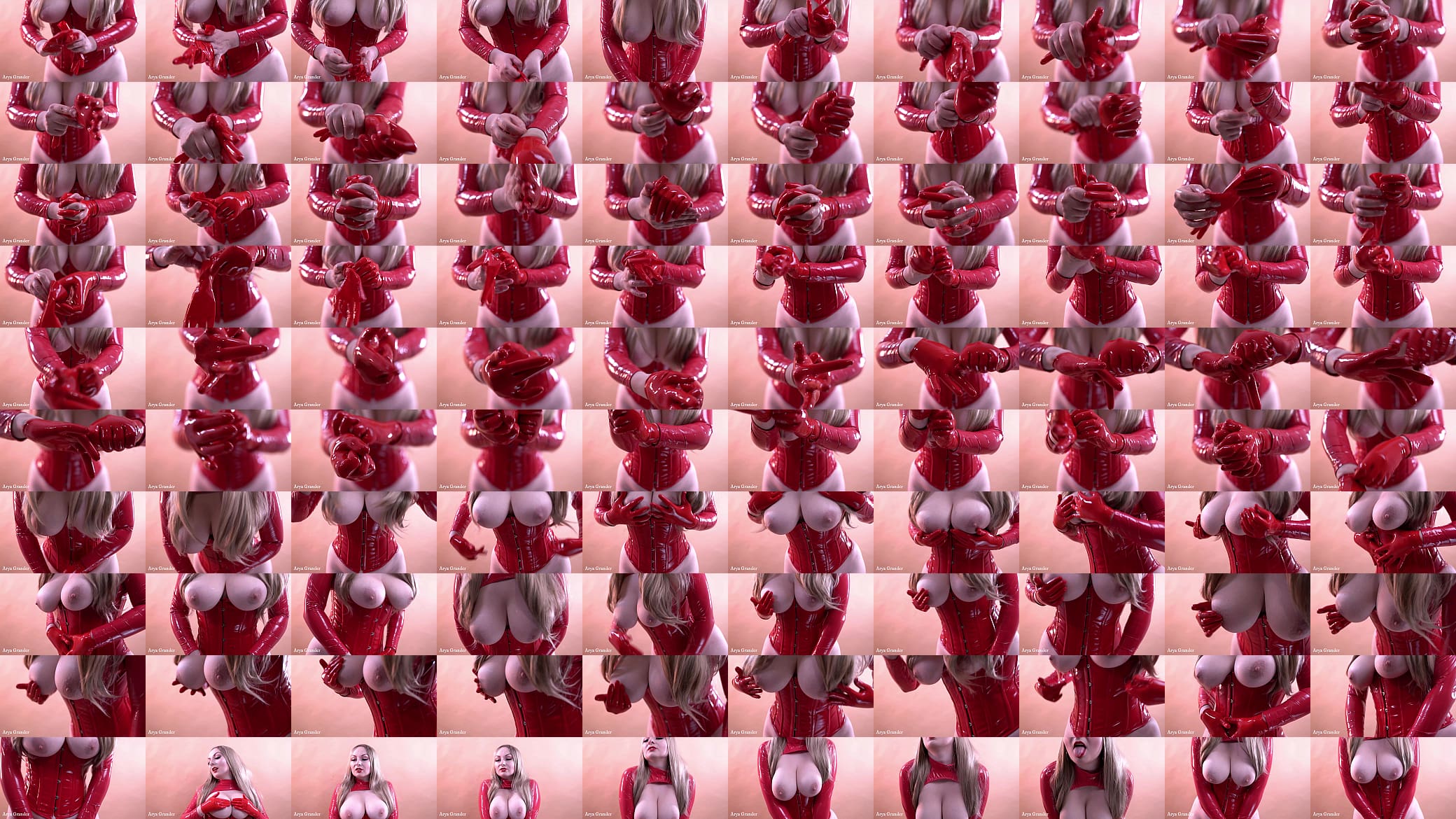 Red Latex Gloves Rubber Gloves Fetish 预览图