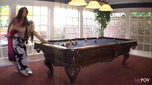 Download Video - Teaching the cue stick holding technique ends up with the lesbian milf using her dildo on the brunette
