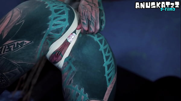 Latex Tattoo Girl's Anal Masturbation Squirt an...