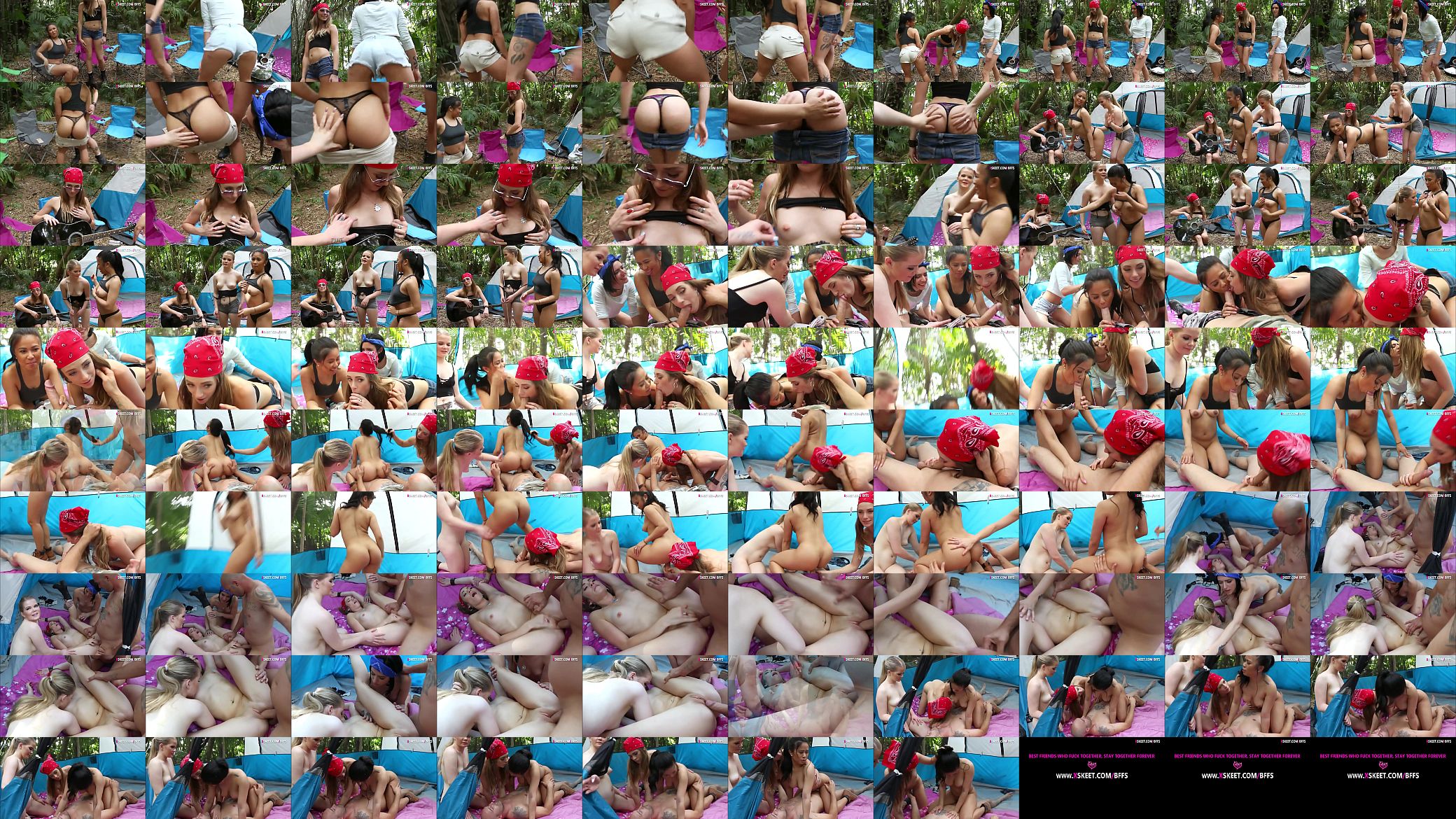 Four besties fucked by camping counselor in the woods 预览图