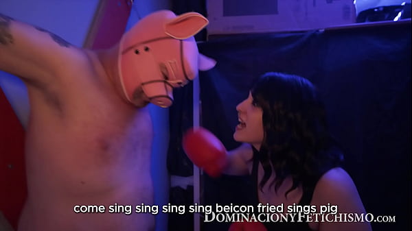 Domina Damsel uses her submissive as a sparring bag