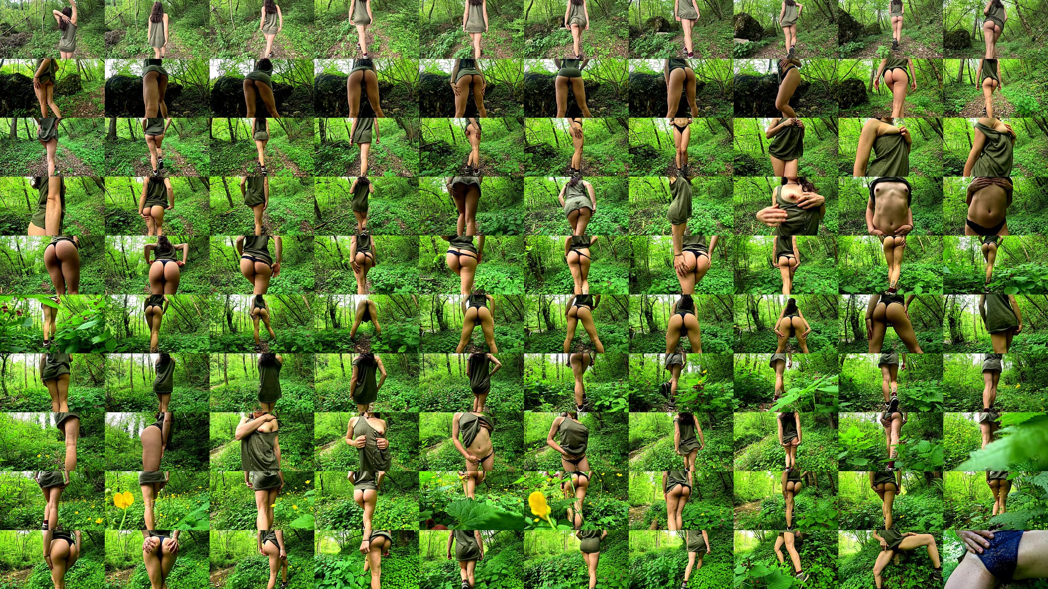 Culo perfetto si spoglia mentre cammina nel bosco. 预览图
