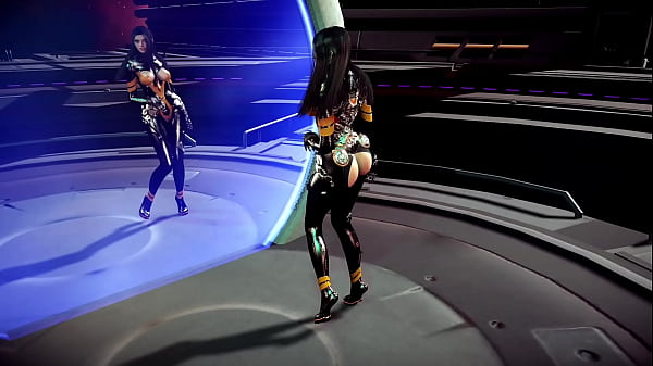 Sexy asian Tachy in tight crotchless bodysuit dancing alone on spaceship