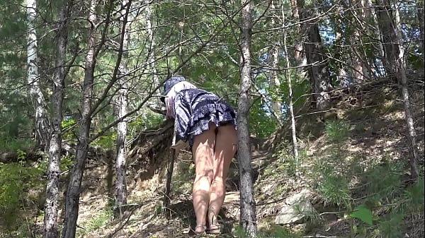 Climbing Mountains With No Panties Flashing Hairy Pussy And Ass