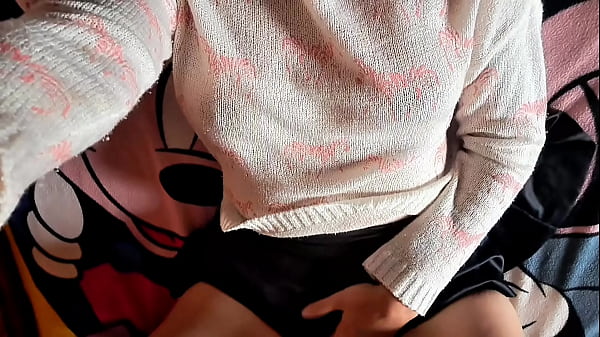 My best friend gets naked and shows me her blue thongs