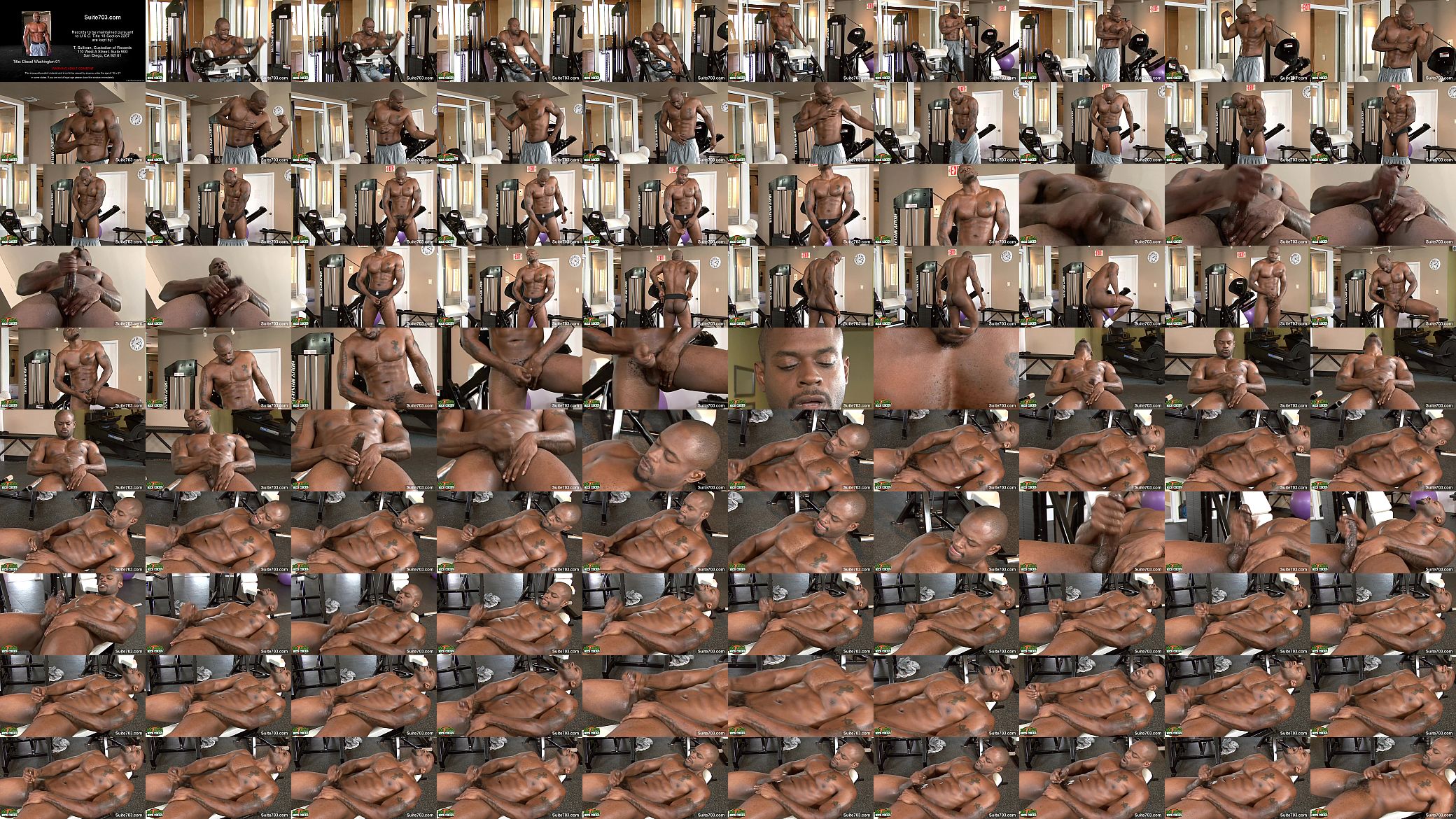 Hot black jock Diesel Washington wank cock in gym 预览图