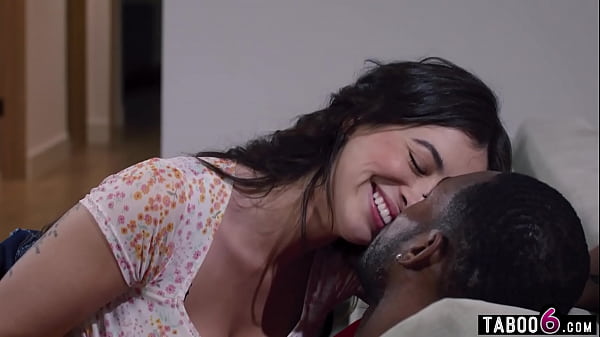 Sneaky sex for interracial teen couple with Asian teen Chloe Surreal and black boyfriend
