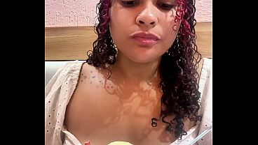 Gassy Chubby Girl Farting After Eating Ice Cream and Milkshake Big Bloated Belly