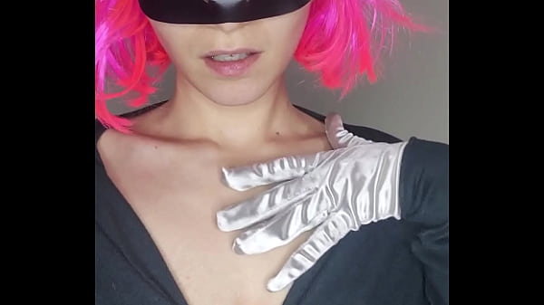 Hear my moans as I masturbate with my kitty mask and tits