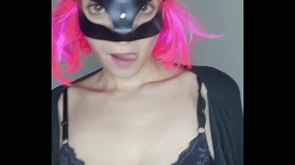 Hear my moans as I masturbate with my kitty mask and tits