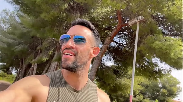 Download Video - Big cock stud jerking off on public trail&period; Public Cumshot