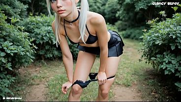 Cute 18 year old skinny petite small tits Eliza can’t believe how hard he made her cum (Trailer ai generated)