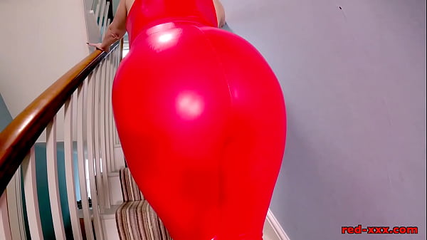 Red XXX sucks cock in a red latex outfit