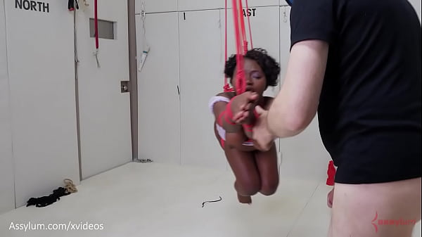 Download Video - Beautiful black submissive gets gagged&comma; tied up&comma; ass punished&comma; and turned into an anal compass to help her dominant conquer space - Noemie Bilas