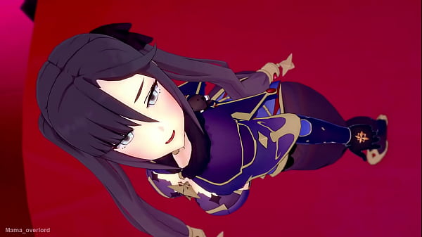 Mona esta caliente y quiere probar sus movimientos en la cama genshin