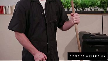 GENDERX FILMS - Huge Cock Janitor Rails Blonde Trans Aubrey Kate On Her Desk