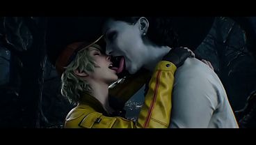 Lady Dimitrescu x Cindy Aurum lesbian kissing (Resident Evil, Final Fantasy VII/ AI generated)