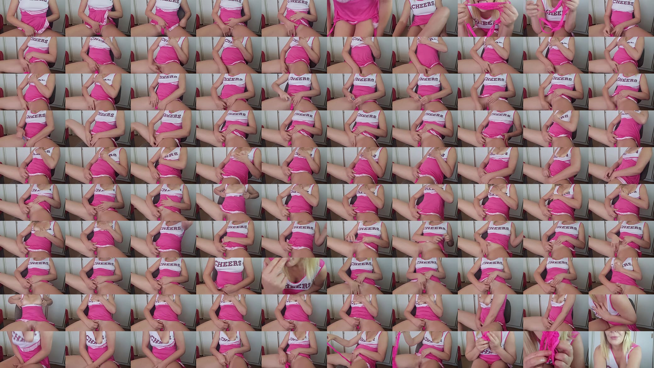 Horny blonde cheerleader panty stuffing shaking orgasm before game 预览图