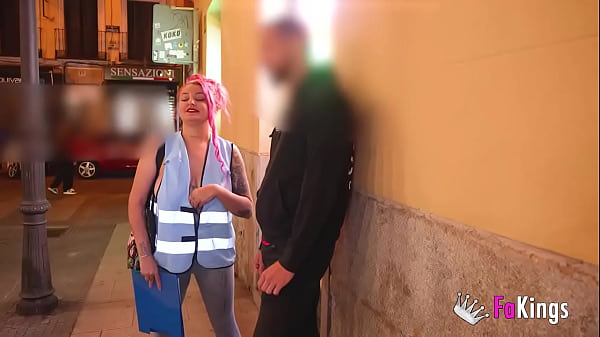 Sexy public poll with BIG TITTIES!! Rebecca Adams will find and fuck guys in the street
