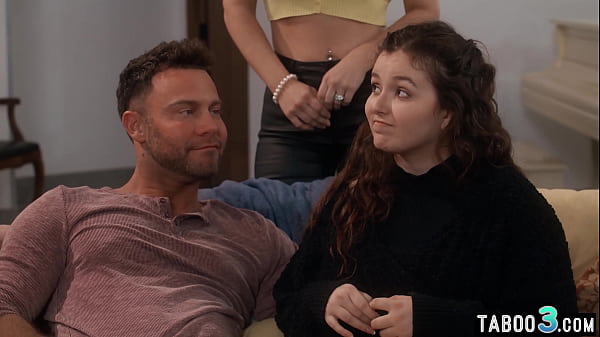 Teen Leana Lovings lure into taboo family foursome fuck by her MILF stepmom