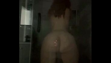 big natural white ass in the shower