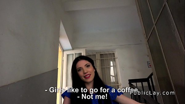 Dark haired amateur bangs for money indoor