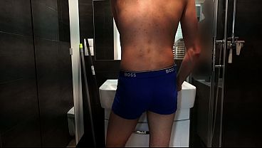 Hardcore sex in the bathroom after a deep, sloppy blowjob. Real amateur