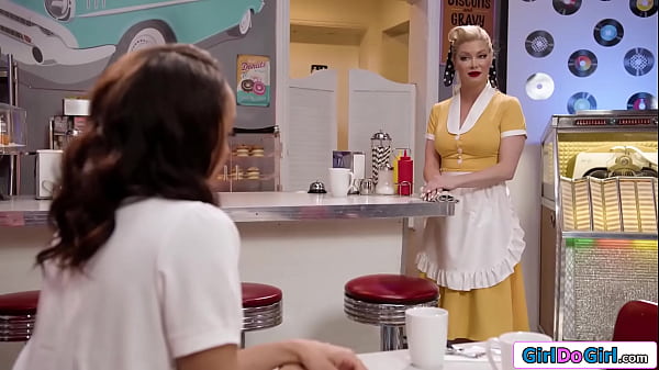 Download Video - Busty milf waitress licks ebony customers pussy in her diner