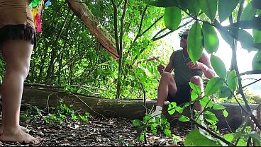 A white man lost in the forest is found by a naughty Indian woman. If a white man doesn't eat my ass, he won't leave the forest.