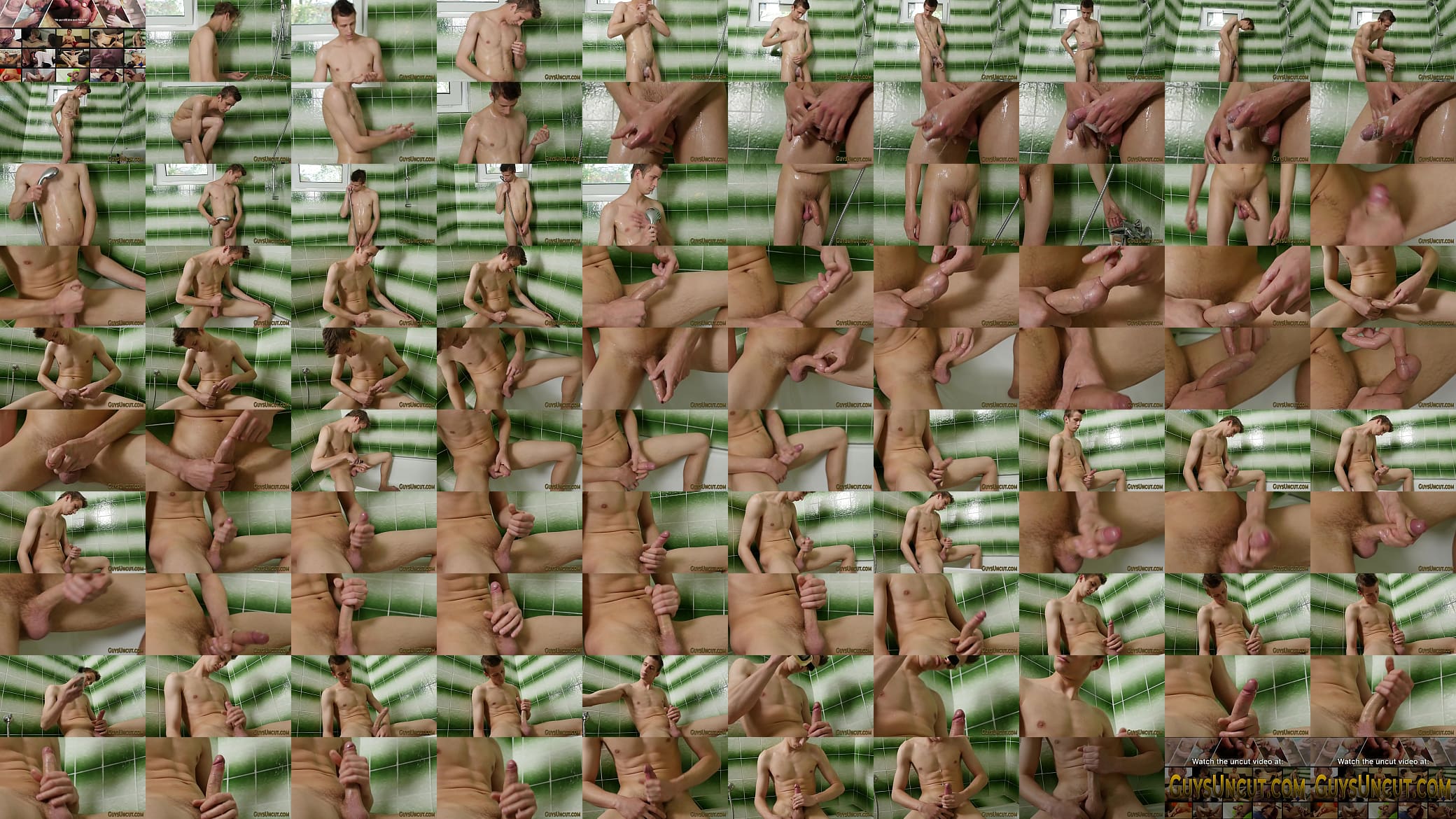 Euro twink with big uncut rod jerks in shower 预览图