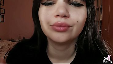 Big lips with lipgloss smoking