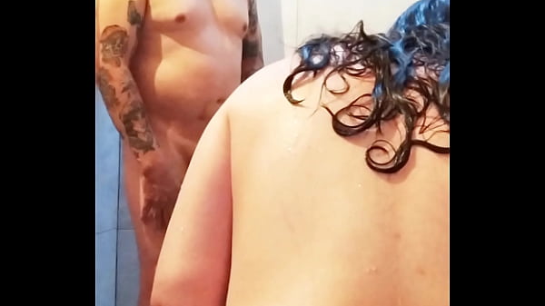 Mature man gets into the shower with a beautiful prostitute to fill her face with cum
