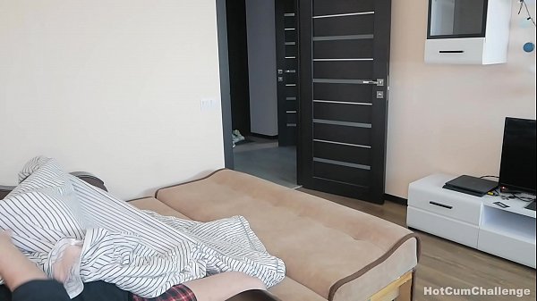 Naughty family - step Sister secretly sucks my cock under the covers, step mom did not know that she was at home and showed me tits and ass
