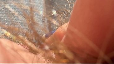 Closeup big clit rubbing hairy Pussy orgasm in panties amateur