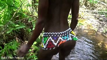 African real villagers couple having sex in the wood