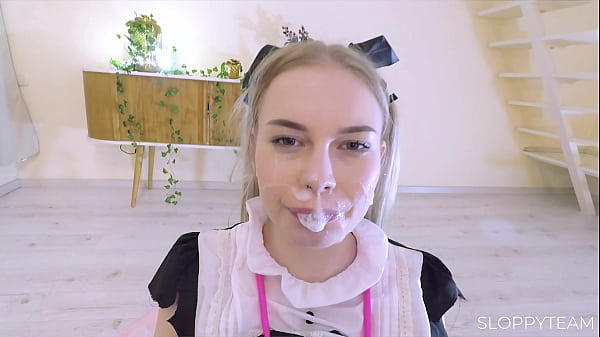 Huge Massive CUM SHOT on teen's face DROOL sloppy Blonde 18