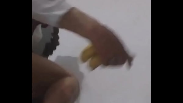The transexual slut enjoys bananas in her hot ass